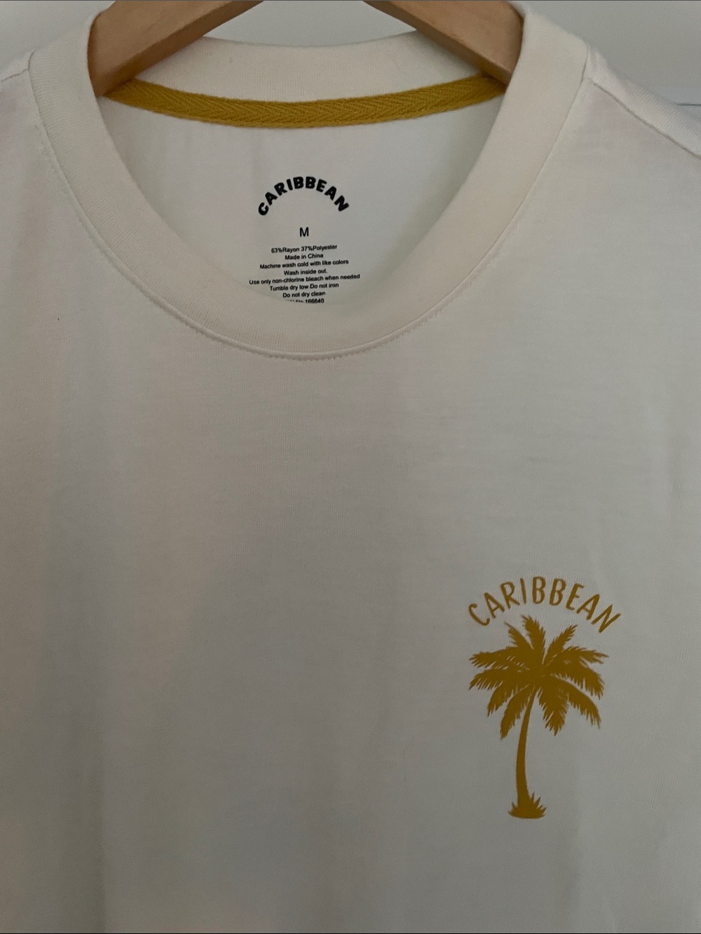 Bamboo Caribbean Cream Short-Sleeve Tee with Mustard Palm Print